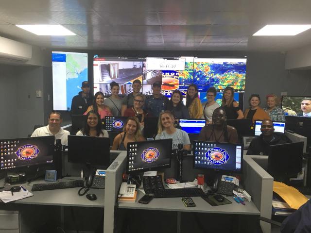 Communication Studies students at the Panama emergency control center.