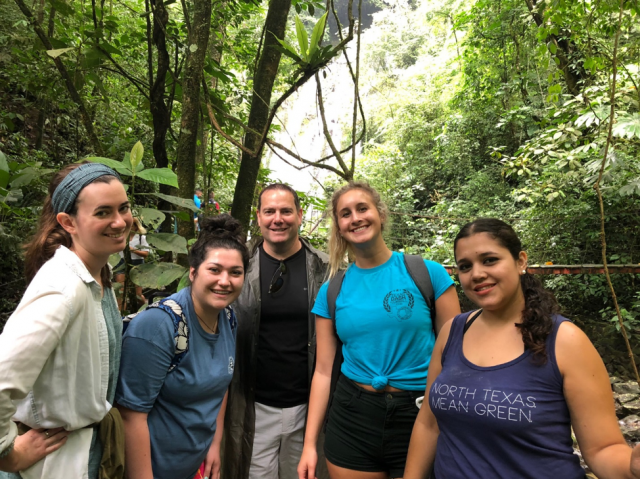 Mary Collins in the Panama jungle with Chelsea White, Dr. Richardson, Morgan Cheramie, and another student.