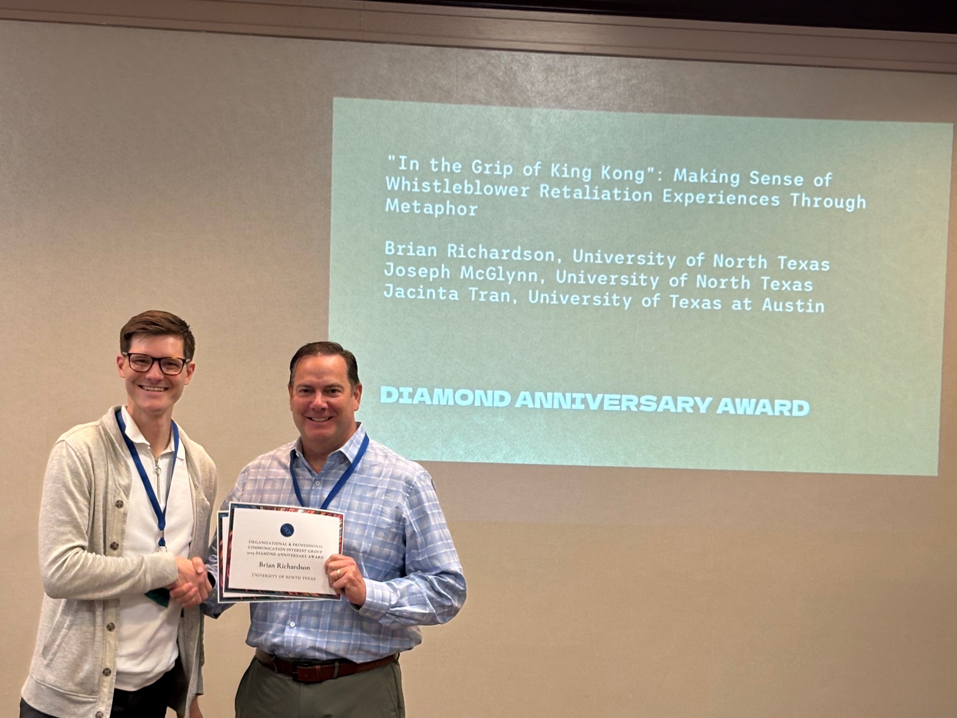 Dr. Brian Richardson receiving award at CSCA